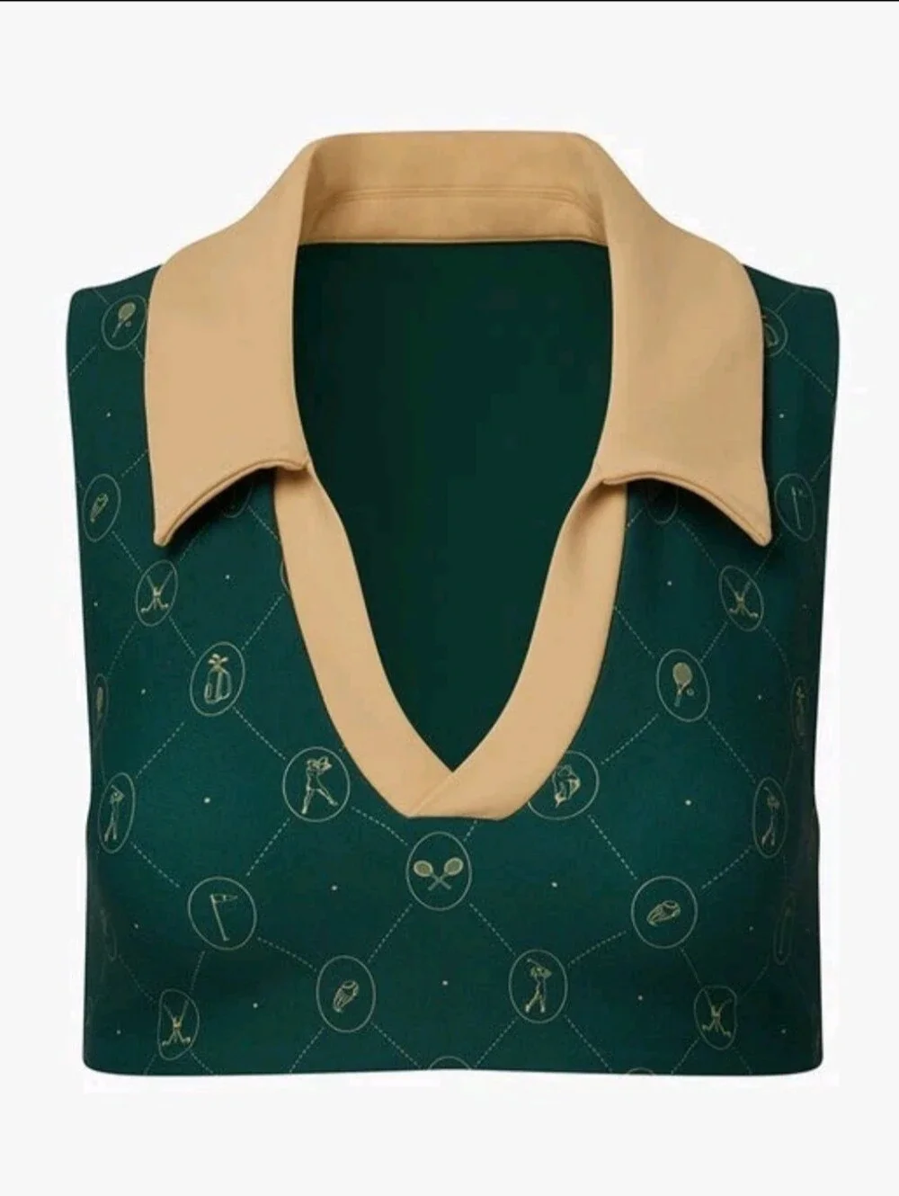 WeWoreWhat Dark Green & Beige Collared Crop Bralette Set Size XS NWT